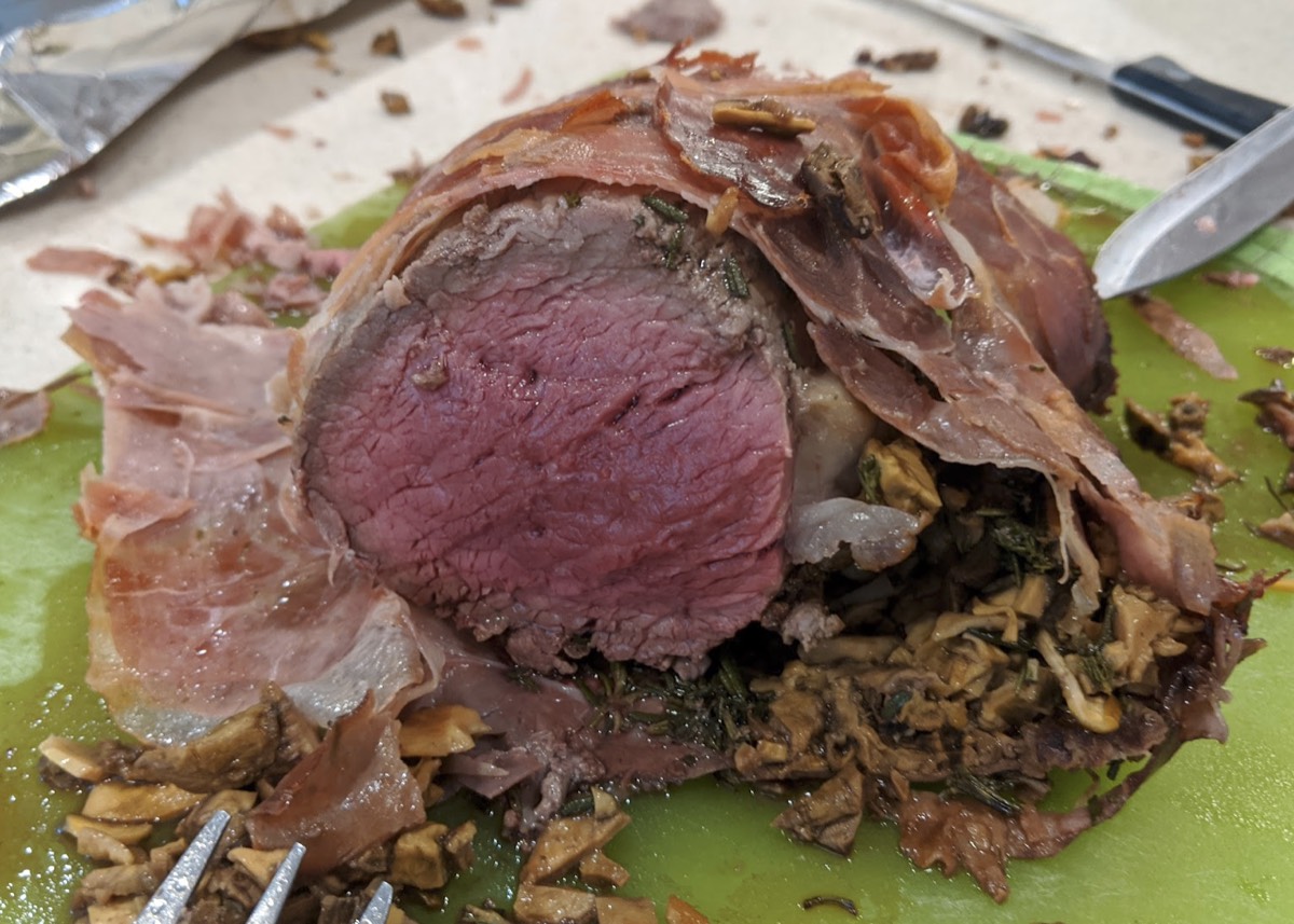Beef wrapped in Prosciutto